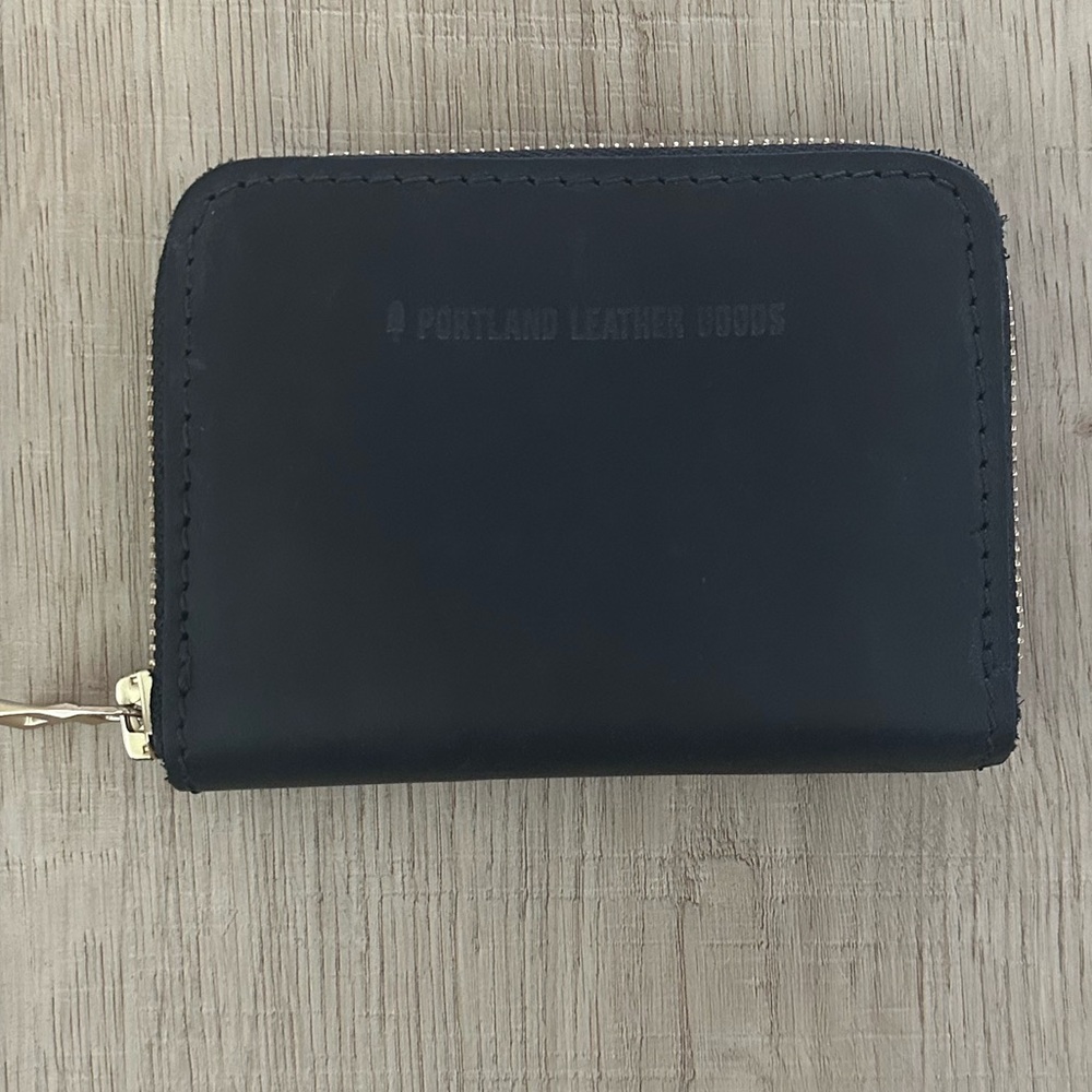 Portland Leather Goods Black Leather Zip Wallet